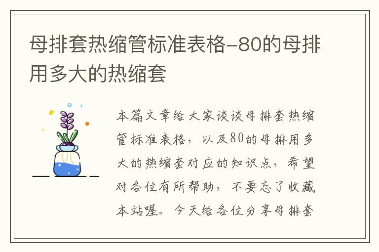 母排套热缩管标准表格-80的母排用多大的热缩套