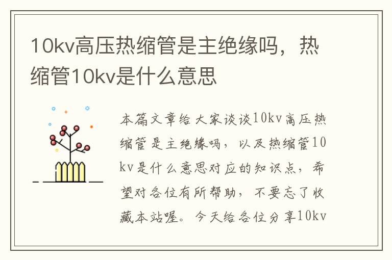 10kv高压热缩管是主绝缘吗，热缩管10kv是什么意思