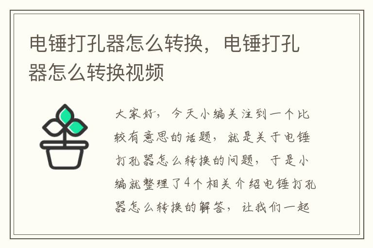 电锤打孔器怎么转换，电锤打孔器怎么转换视频