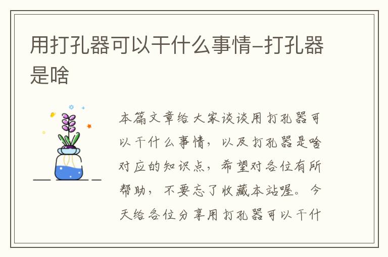 用打孔器可以干什么事情-打孔器是啥