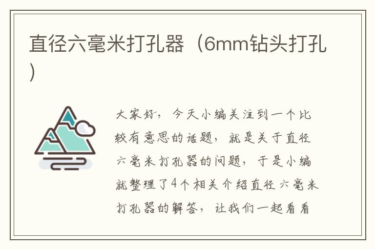 直径六毫米打孔器（6mm钻头打孔）