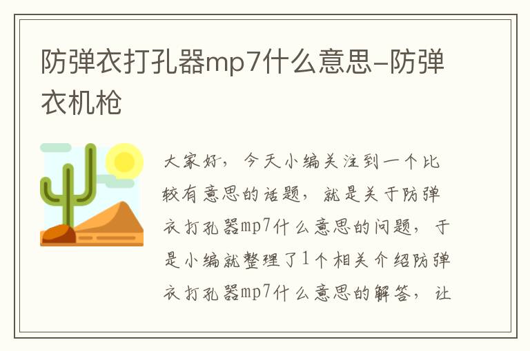 防弹衣打孔器mp7什么意思-防弹衣机枪