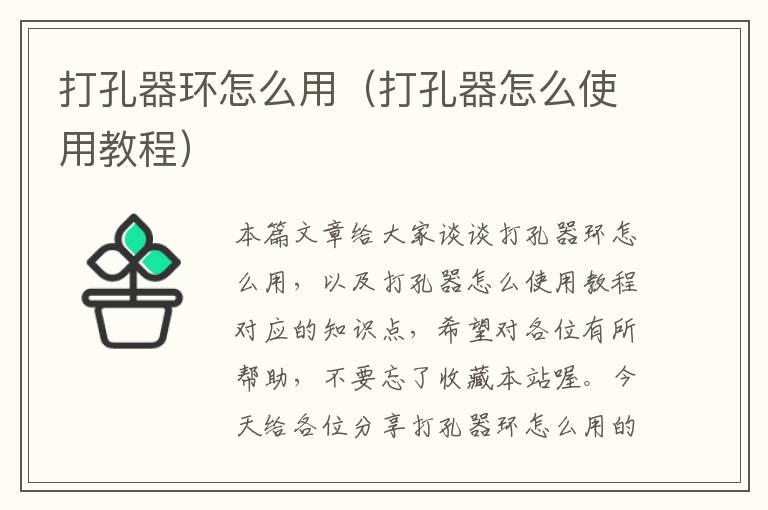 打孔器环怎么用（打孔器怎么使用教程）