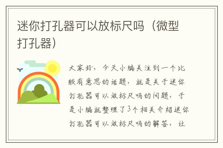 迷你打孔器可以放标尺吗（微型打孔器）