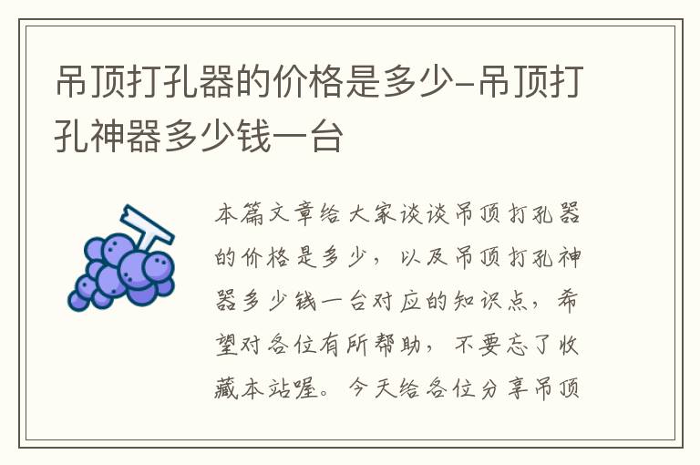 吊顶打孔器的价格是多少-吊顶打孔神器多少钱一台