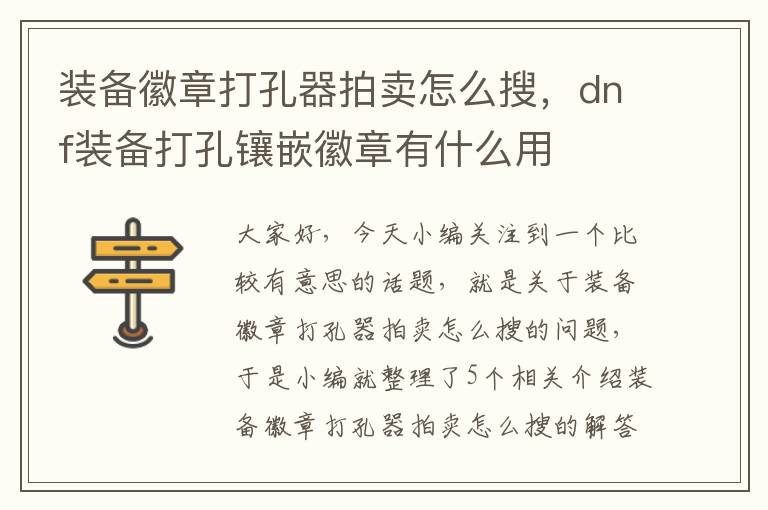 装备徽章打孔器拍卖怎么搜，dnf装备打孔镶嵌徽章有什么用