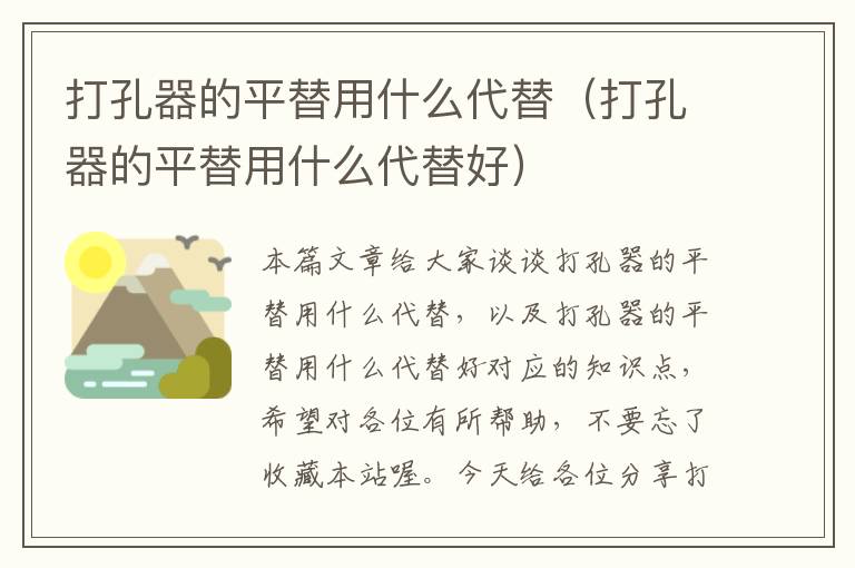 打孔器的平替用什么代替（打孔器的平替用什么代替好）