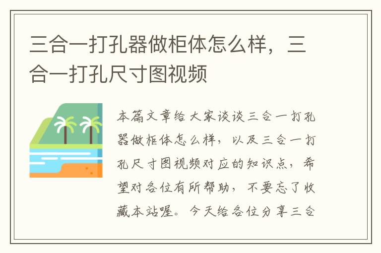 三合一打孔器做柜体怎么样，三合一打孔尺寸图视频