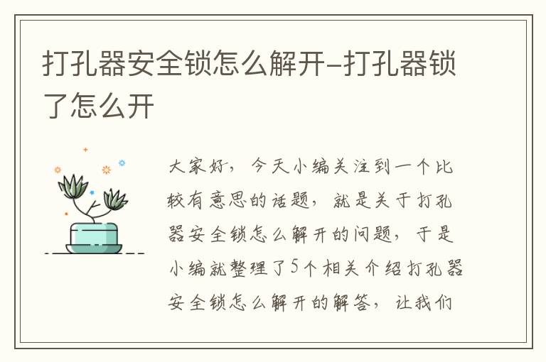 打孔器安全锁怎么解开-打孔器锁了怎么开