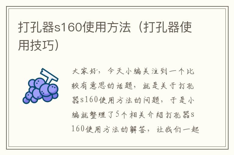 打孔器s160使用方法（打孔器使用技巧）