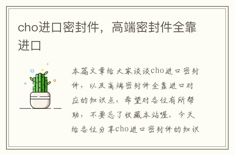 cho进口密封件，高端密封件全靠进口