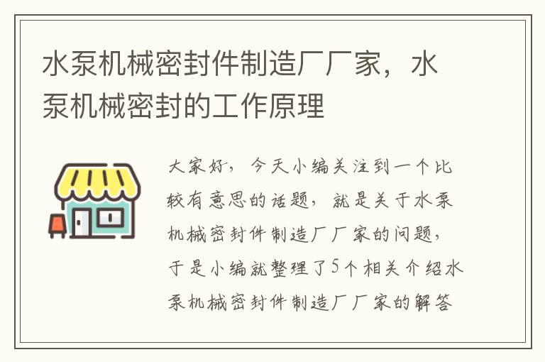 水泵机械密封件制造厂厂家，水泵机械密封的工作原理