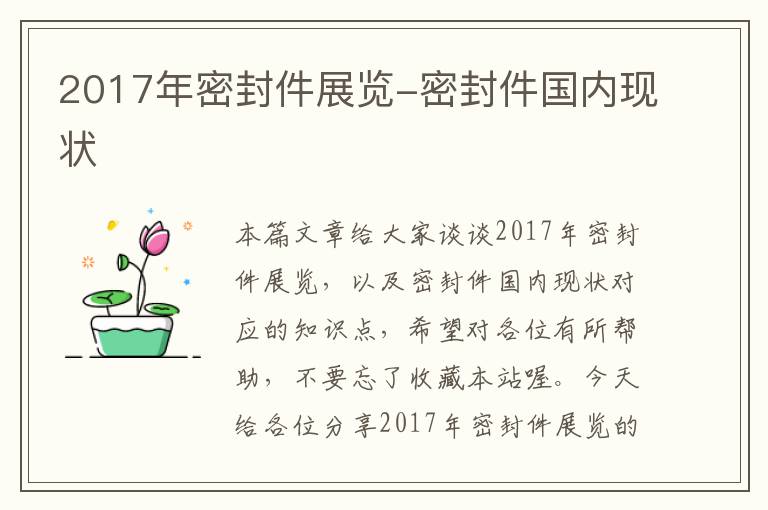 2017年密封件展览-密封件国内现状