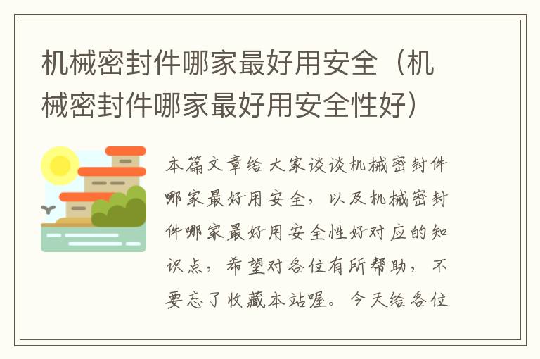 机械密封件哪家最好用安全（机械密封件哪家最好用安全性好）