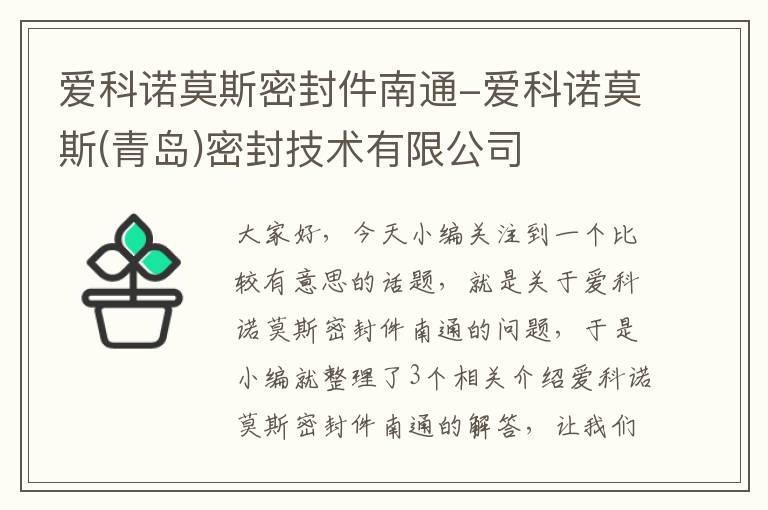 爱科诺莫斯密封件南通-爱科诺莫斯(青岛)密封技术有限公司