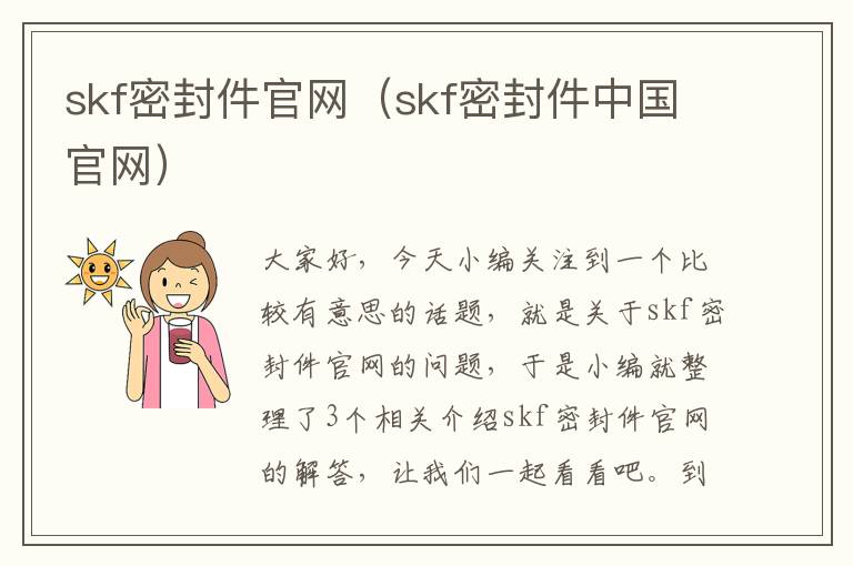 skf密封件官网（skf密封件中国官网）