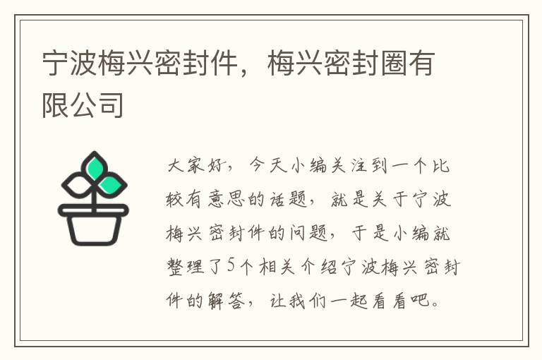 宁波梅兴密封件，梅兴密封圈有限公司