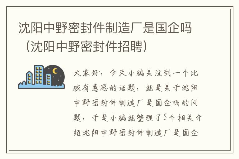 沈阳中野密封件制造厂是国企吗（沈阳中野密封件招聘）