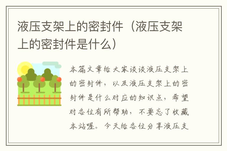 液压支架上的密封件（液压支架上的密封件是什么）