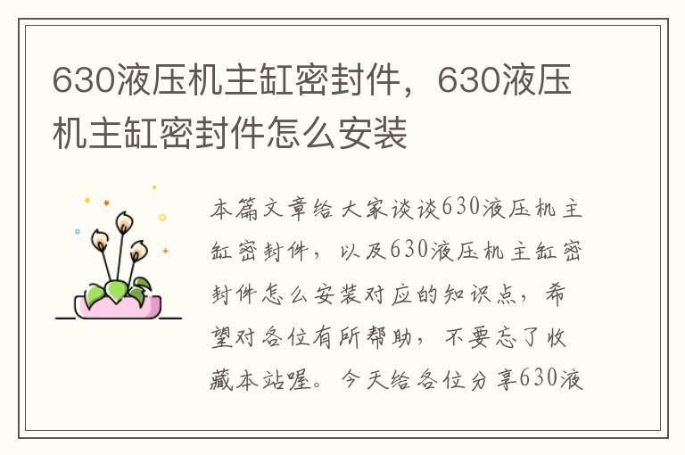 630液压机主缸密封件，630液压机主缸密封件怎么安装