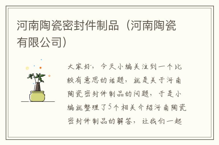 河南陶瓷密封件制品（河南陶瓷有限公司）