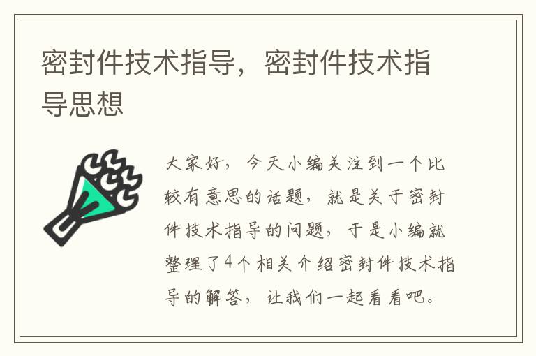 密封件技术指导，密封件技术指导思想