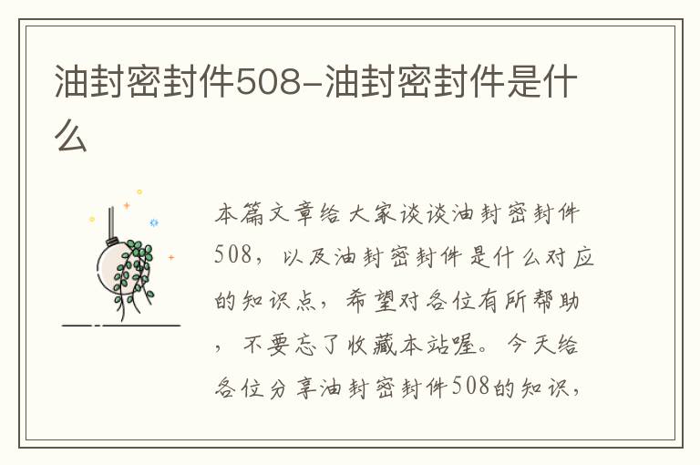 油封密封件508-油封密封件是什么