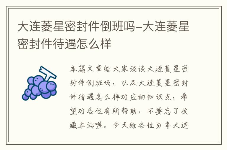 大连菱星密封件倒班吗-大连菱星密封件待遇怎么样