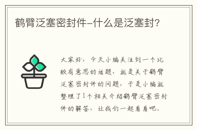 鹤臂泛塞密封件-什么是泛塞封?