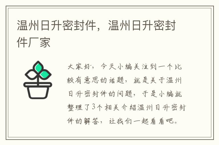 温州日升密封件，温州日升密封件厂家