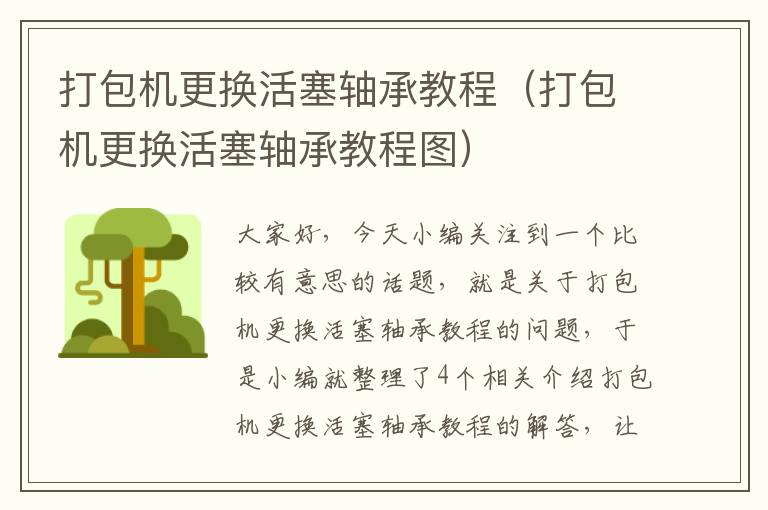 打包机更换活塞轴承教程（打包机更换活塞轴承教程图）