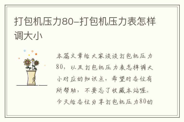 打包机压力80-打包机压力表怎样调大小