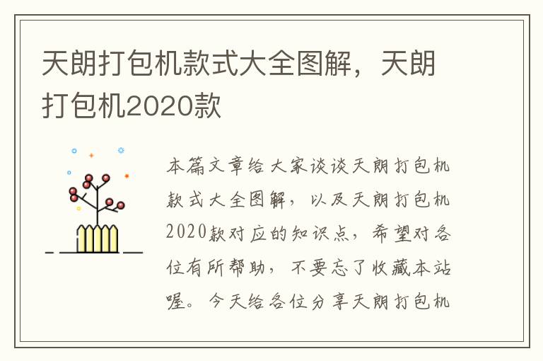 天朗打包机款式大全图解，天朗打包机2020款