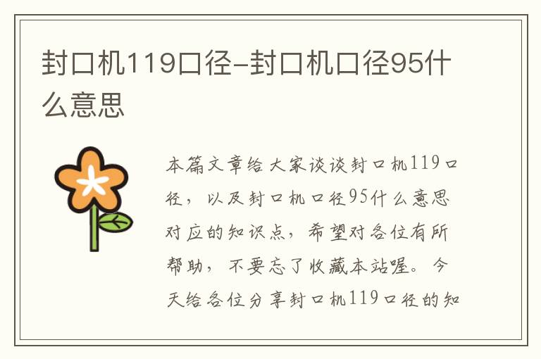 封口机119口径-封口机口径95什么意思