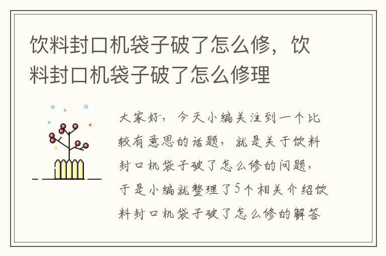 饮料封口机袋子破了怎么修，饮料封口机袋子破了怎么修理