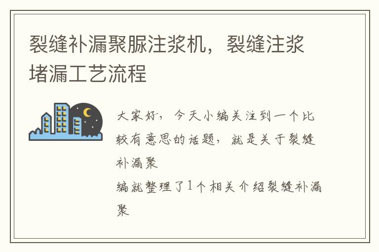 裂缝补漏聚脲注浆机，裂缝注浆堵漏工艺流程