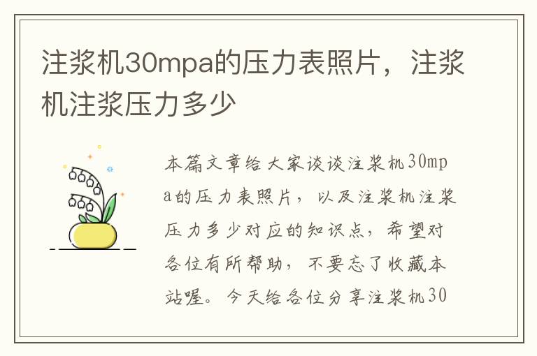 注浆机30mpa的压力表照片，注浆机注浆压力多少