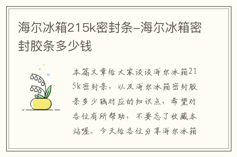 海尔冰箱215k密封条-海尔冰箱密封胶条多少钱