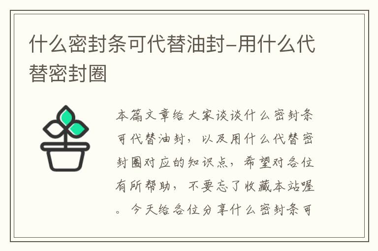 什么密封条可代替油封-用什么代替密封圈