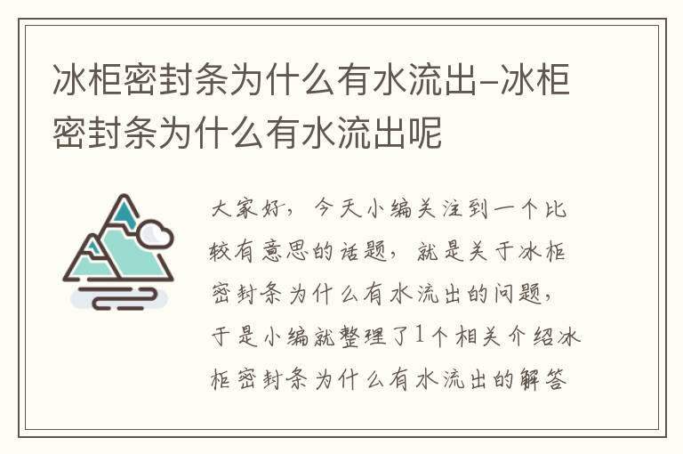 冰柜密封条为什么有水流出-冰柜密封条为什么有水流出呢