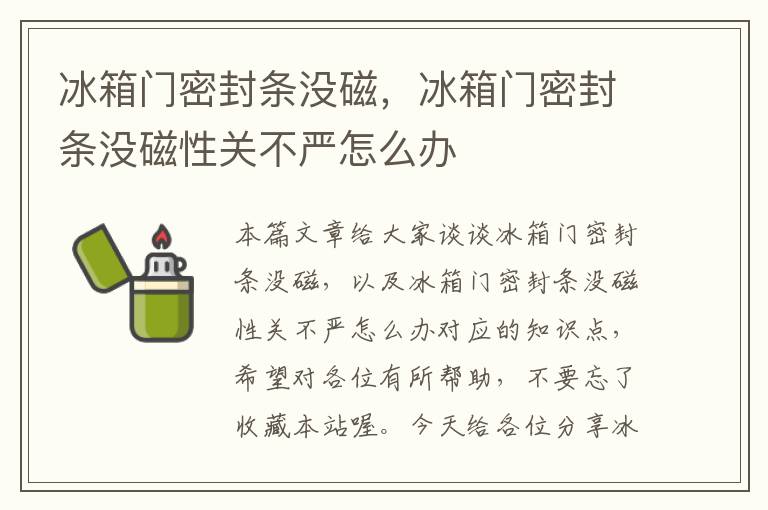 冰箱门密封条没磁，冰箱门密封条没磁性关不严怎么办