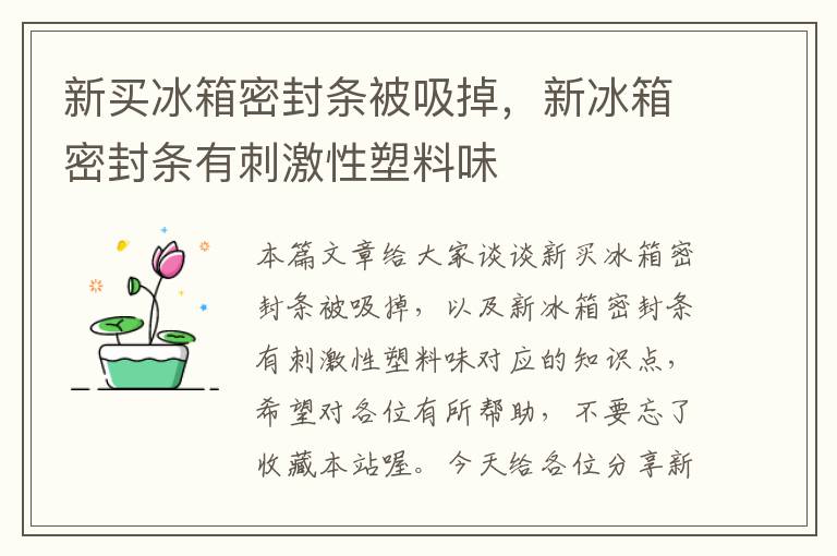 新买冰箱密封条被吸掉，新冰箱密封条有刺激性塑料味