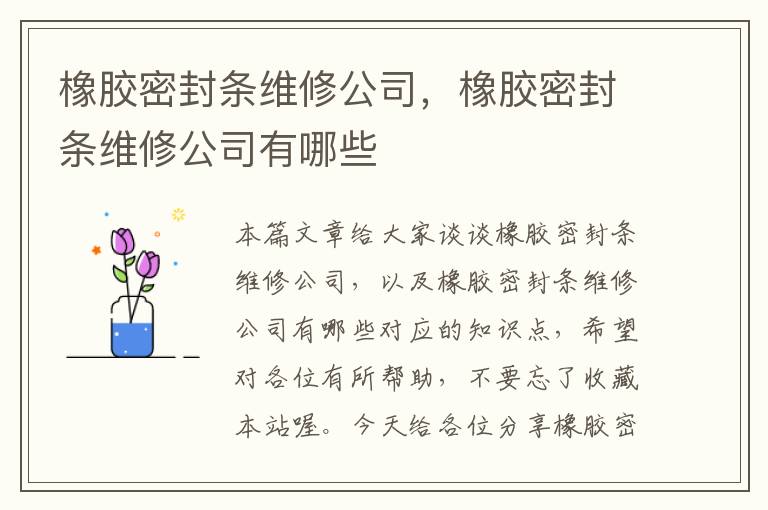 橡胶密封条维修公司，橡胶密封条维修公司有哪些