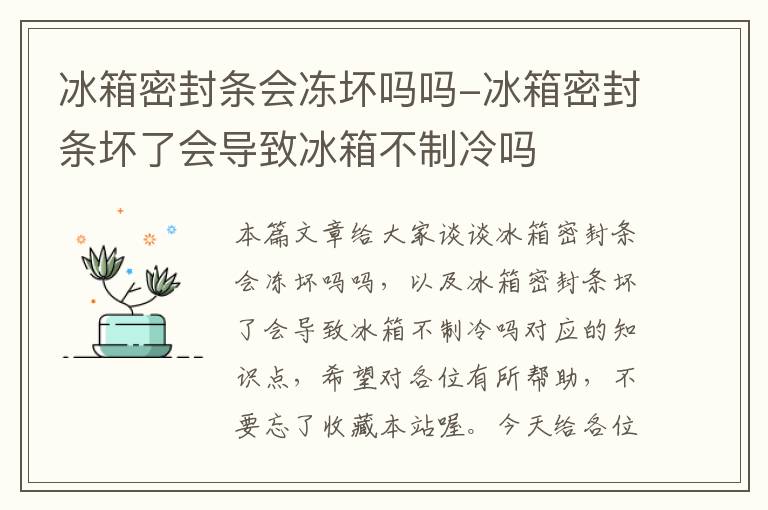 冰箱密封条会冻坏吗吗-冰箱密封条坏了会导致冰箱不制冷吗