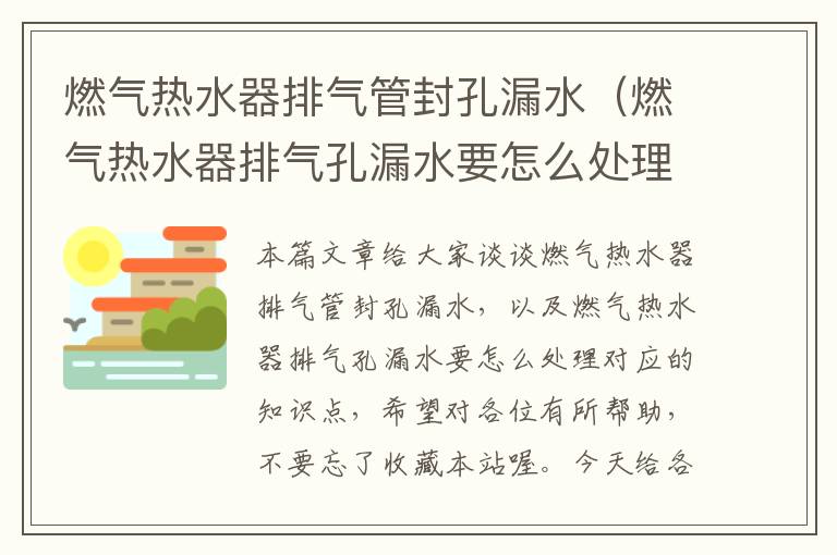 燃气热水器排气管封孔漏水（燃气热水器排气孔漏水要怎么处理）