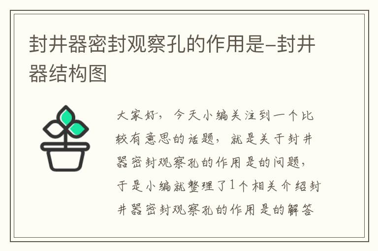 封井器密封观察孔的作用是-封井器结构图