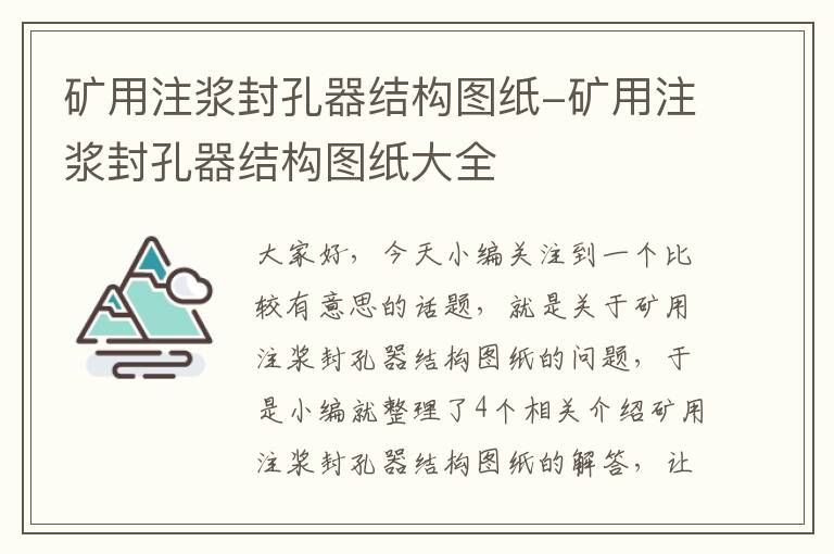 矿用注浆封孔器结构图纸-矿用注浆封孔器结构图纸大全