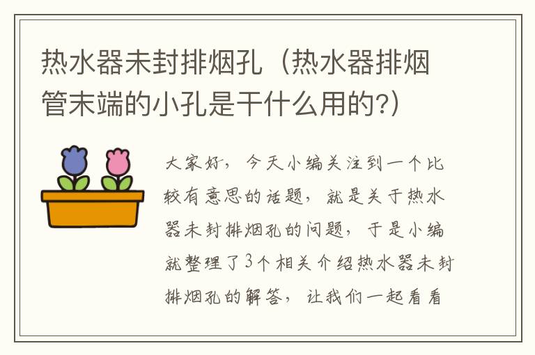 热水器未封排烟孔（热水器排烟管末端的小孔是干什么用的?）