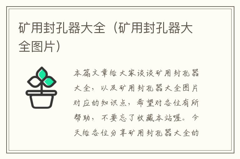 矿用封孔器大全（矿用封孔器大全图片）