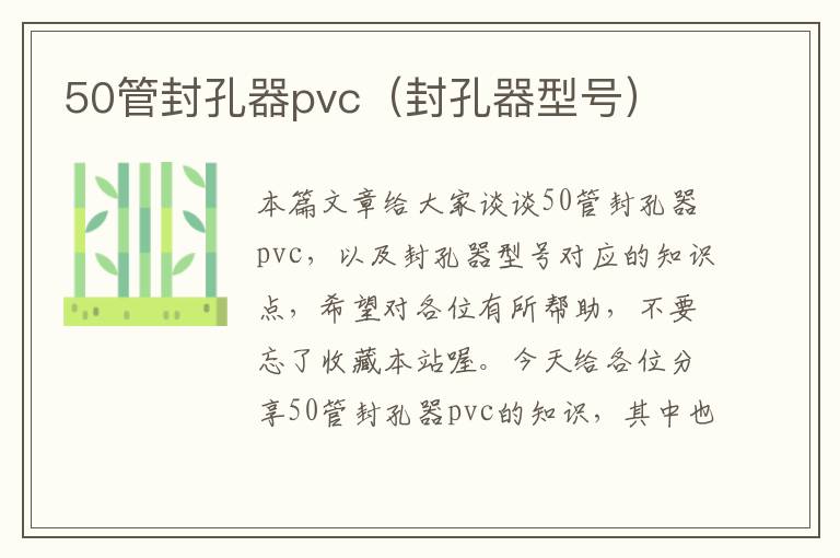 50管封孔器pvc（封孔器型号）